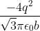 \frac{-4q^{2}}{\sqrt{3}\pi \epsilon _{0}b}